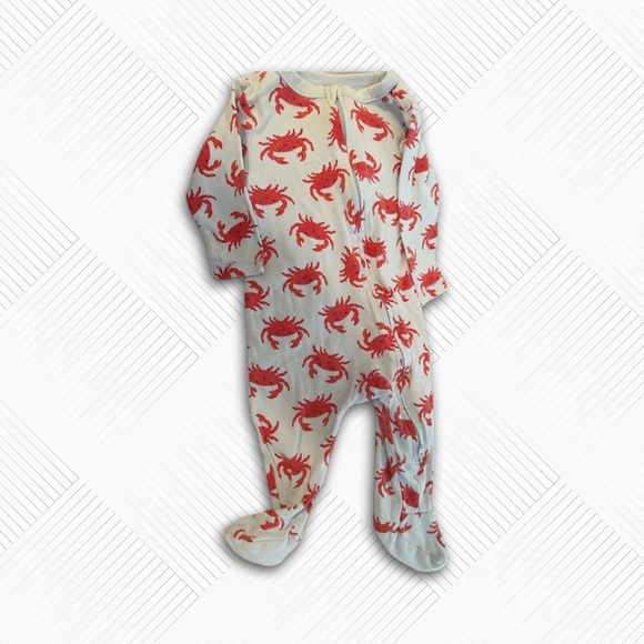 🌈 2/10$ 👍*GUC* OLD NAVY |3m |Baby unisex PJ Sleeper cute crabs 🦀 - Picture 2 of 10